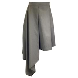 Brunello Cucinelli-Brunello Cucinelli Olive Green Asymmetric Cotton Midi Skirt-Green