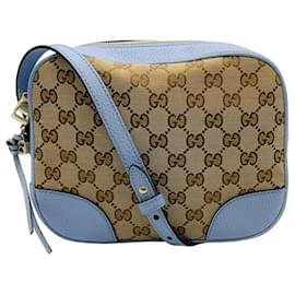 Gucci-Borsa a tracolla Gucci Mini Bree GG con pelle azzurra-Blu