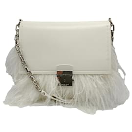 Michael Kors-Michael Kors Collection Optic White Leather Mia Trapeze Flap Shoulder Bag-White