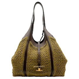 Tod's-Tod's Brown Crochet Shopping Tote-Brown