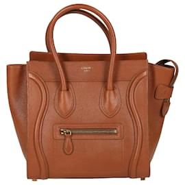 Céline-CELINE Baby calf leather Micro Luggage Handbag in Sienna-Brown