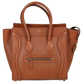 Céline CELINE Bolsa de micro bagagem em couro de bezerro para bebê em Sienna Marrom