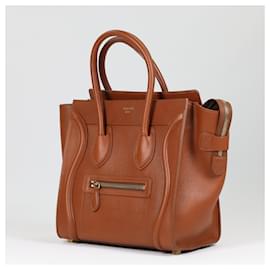 Céline-CELINE Baby calf leather Micro Luggage Handbag in Sienna-Brown