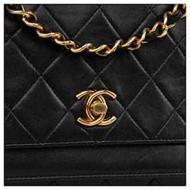 Chanel-Chanel Quilted Lambskin 24K Gold Halfmoon lined Flap Bag-Black