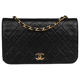 Chanel-Chanel gestepptes Lammleder 24K Gold Single Flap Bag-Schwarz