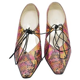 Saltos Chanel Python Multicor Rosa Verde Preto Tamanho 37 Multicor