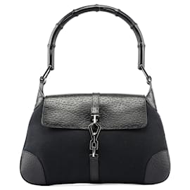 Gucci-GUCCI Borsa a spalla Pelle Nera Jackie-Nero