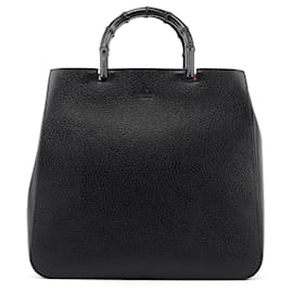 Gucci-Borsa GUCCI in pelle nera bambù-Nero