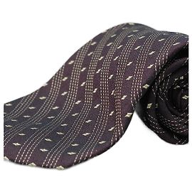 Donna Karan Purple Silk Tie with Diamond Pattern Purple