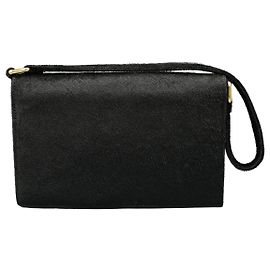 Autre Marque Bolsa de pele de pônei preta com aba Preto