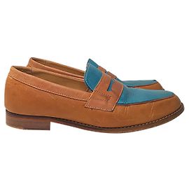 Mocasines de cuero Valentine Gauthier camel turquesa Beige