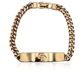 Christian Dior-Pulseira com logotipo de elo de corrente de metal dourado com logotipo vintage de CD-Dourado