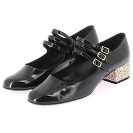 Saint Laurent-SAINT LAURENT Tacones T.UE 41 Cuero-Negro