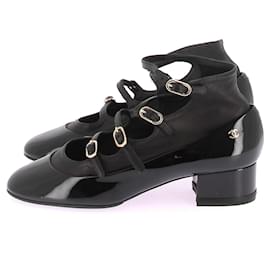 Chanel-Tacones CHANEL T.UE 41 Cuero-Negro