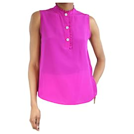 Claudie Pierlot-Magenta sleeveless ruffle-trimmed blouse - size UK 8-Purple