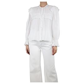 Isabel Marant Etoile-Camicia in lino bianco con volant - taglia UK 12-Bianco