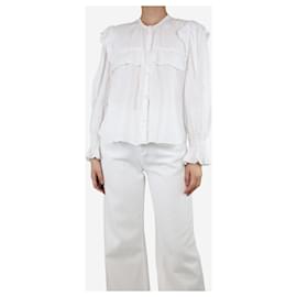 Isabel Marant Etoile-Camisa blanca de lino con volantes - talla UK 12-Blanco
