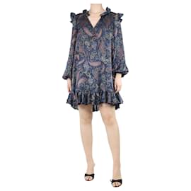 Maje-Mini vestido estampado paisley azul escuro - tamanho UK 10-Azul