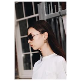 Chanel-Óculos de sol quadrados pretos-Preto