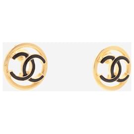 Chanel-Gold Coco Mark cutout gold plated earrings-Golden