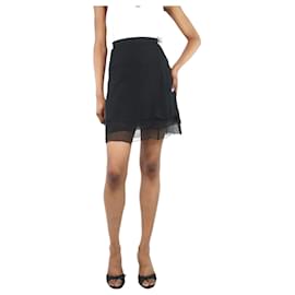 Chanel-Black silk A-line chiffon skirt - size UK 10-Black