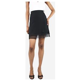 Chanel-Black silk A-line chiffon skirt - size UK 10-Black