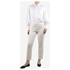 Alberto Biani-Camisa branca de algodão com botões - tamanho UK 12-Branco