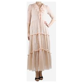Philosophy Di Alberta Ferretti-Pink ruffled lace maxi dress - size UK 8-Pink