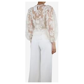 Chloé-Cream ruffled lace blouse - size UK 8-Cream