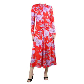 Autre Marque-Robe longue rouge à imprimé floral et col haut - taille UK 12-Rouge