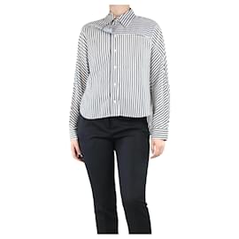 Victoria Beckham-Grey striped shirt - size UK 4-Grey