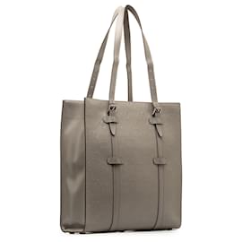Gucci-Gucci Gray GG Embossed Leather Vertical Tote-Grey