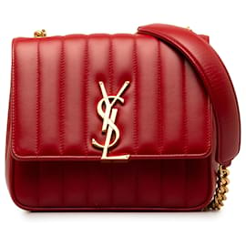 Saint Laurent-Saint Laurent Red Medium Vicky Crossbody Bag-Red