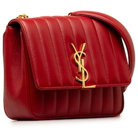 Saint Laurent-Saint Laurent Red Medium Vicky Crossbody Bag-Red