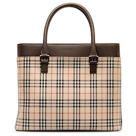 Burberry-Burberry Brown House Check Tote-Brown,Beige