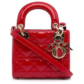 Dior-Dior Rosso Mini Vernice Cannage Lady Dior-Rosso