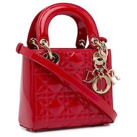 Dior-Dior Rosso Mini Vernice Cannage Lady Dior-Rosso