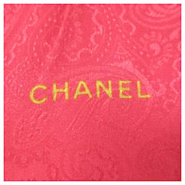 Chanel-Bufanda de seda roja CC de Chanel-Roja