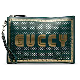 Gucci-Pochette Gucci Guccy Sega verde-Verde,Verde scuro
