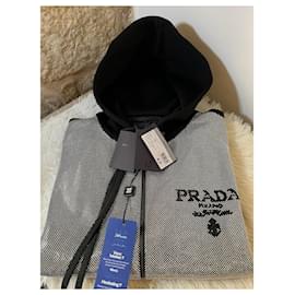 Prada-Black studded tecnical fabric hoodie-Black