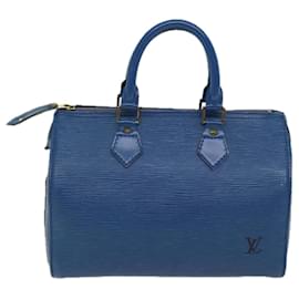 Louis Vuitton-Louis Vuitton Epi Speedy 25 Bolsa de Mão Azul Toledo M43015 Autenticação de LV 70707-Outro