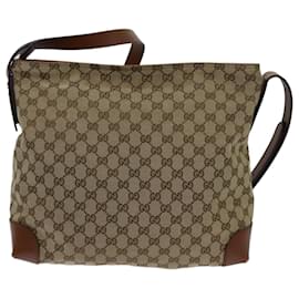 Gucci-GUCCI GG Canvas Shoulder Bag Beige 308930 Auth FM3335-Beige