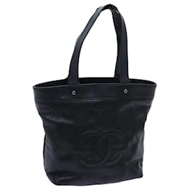 Chanel-CHANEL Hand Bag Leather Black CC Auth hk1225-Black