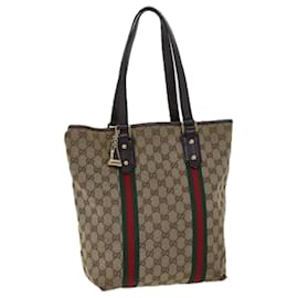 Gucci-GUCCI GG Canvas Web Sherry Line Hand Bag Beige Red Green 162899 auth 71515-Red,Beige,Green