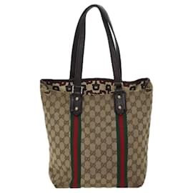 Gucci-Borsa a mano GUCCI GG Canvas Web Sherry Line Beige Rosso Verde 162899 auth 71515-Rosso,Beige,Verde