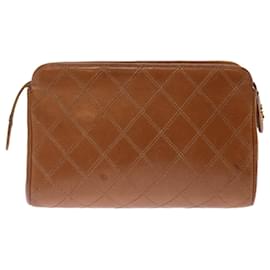 Chanel-CHANEL Bicolole Pouch Leather Brown CC Auth 70938-Brown