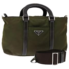Prada-Prada Hand Bag Nylon 2way Khaki Auth 71095-Khaki