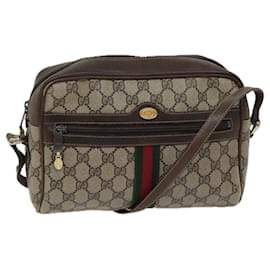 Gucci-GUCCI Borsa a Spalla Linea GG Canvas Web Sherry PVC Beige Verde Rosso Aut 71166-Rosso,Beige,Verde