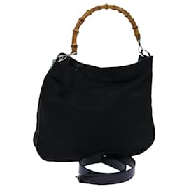 Gucci-Borsa a mano in bambù GUCCI Nylon 2modo nero 001 2852 1577 5 Auth ep4024-Nero