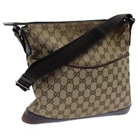 Gucci-GUCCI GG Canvas Shoulder Bag Beige Auth 71027-Beige